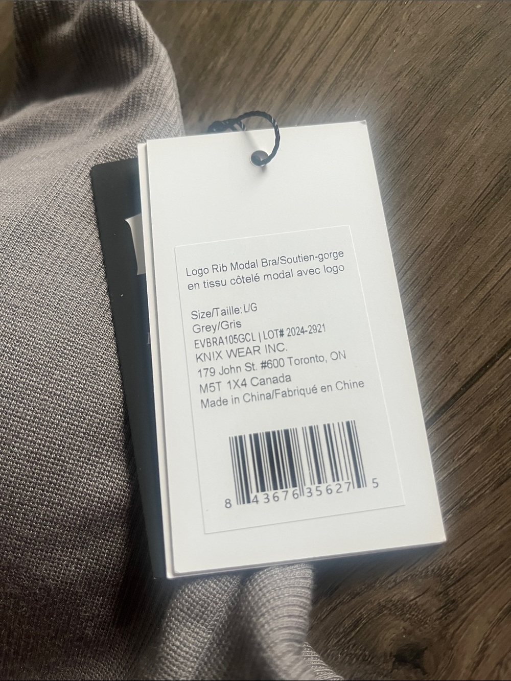 Knix Logo Modal Ribbed Bra Gray New Large - Picture 4 of 7